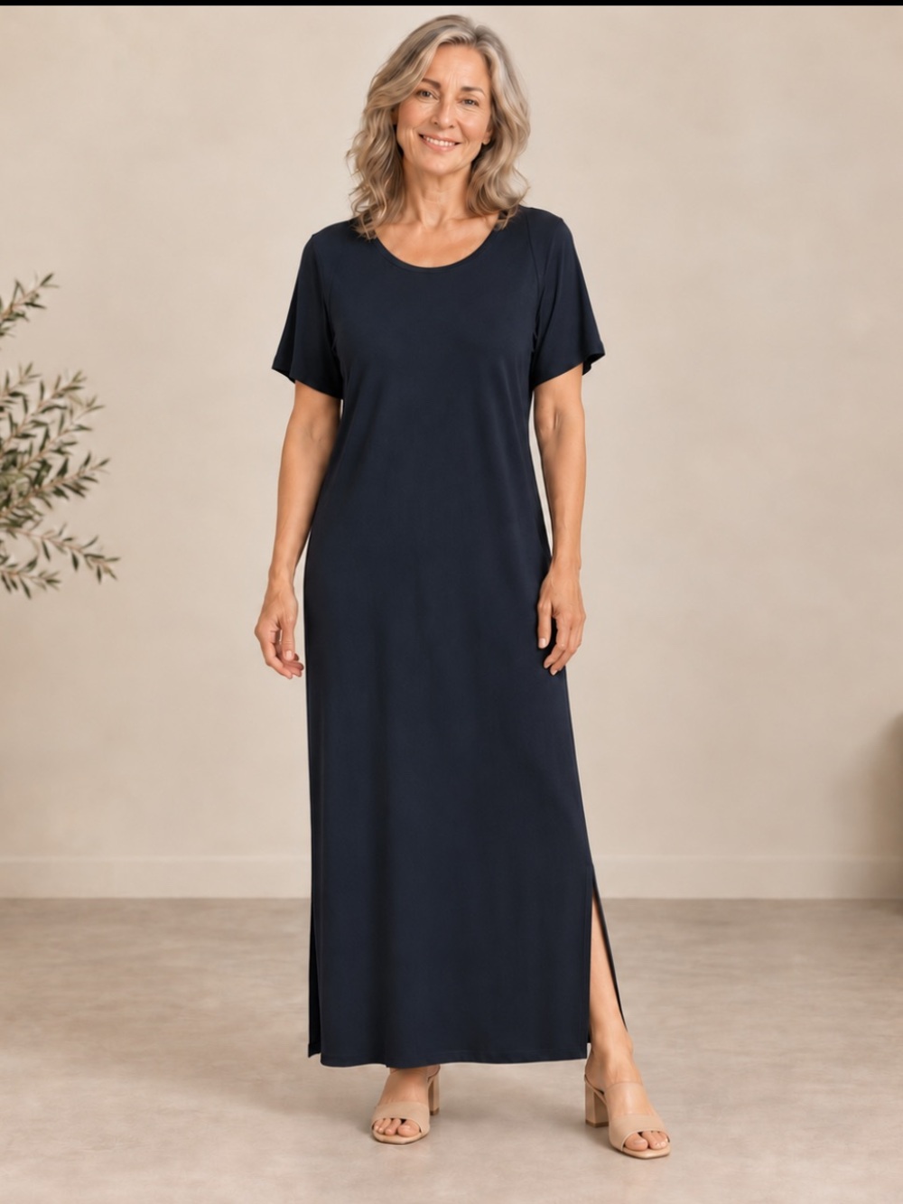 Naturally Yours Black Short Sleeve Maxi Dress Size M